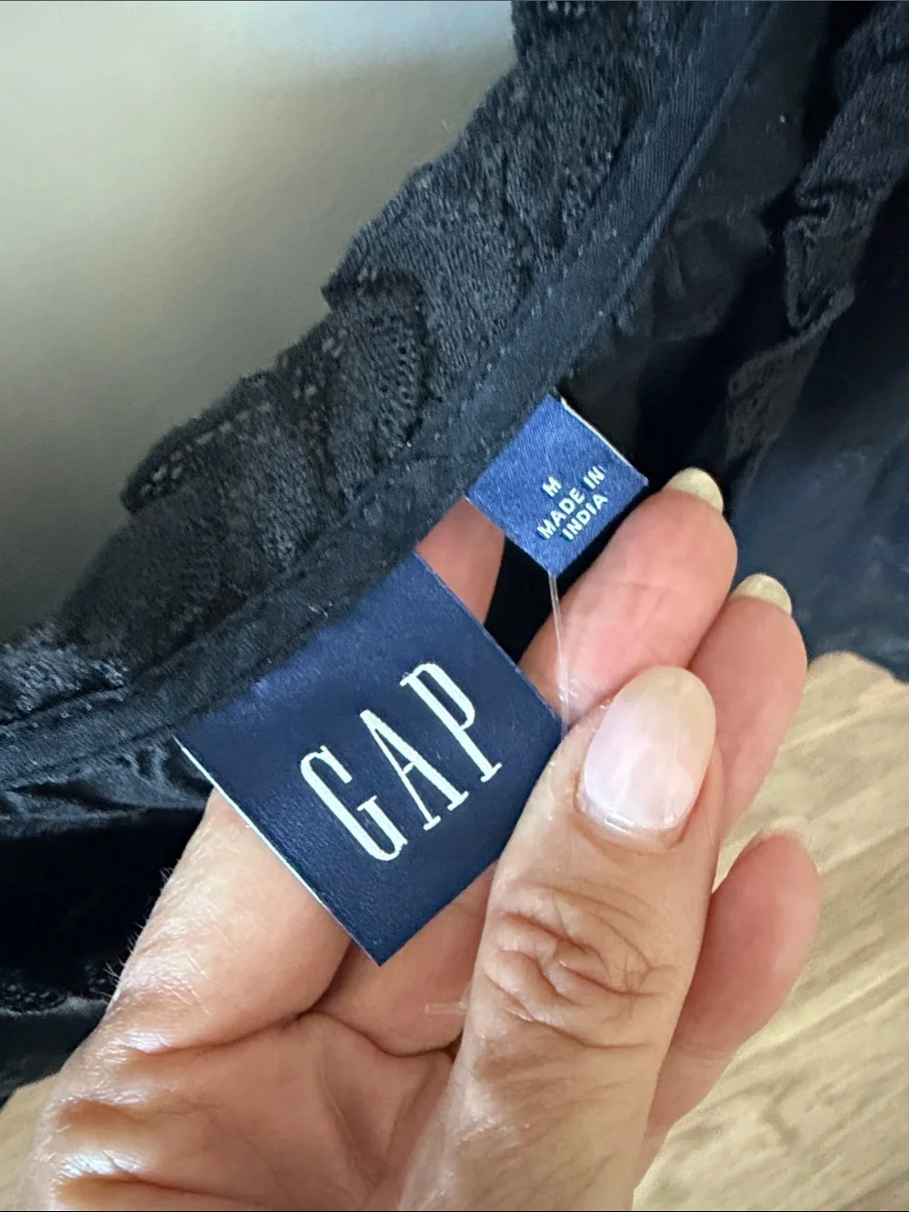 GAP Black Lace-Trim Button Front Peplum Top - Picture 7 of 7